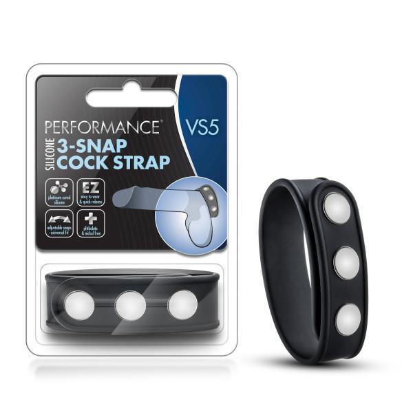 Performance Vs5 Silicone 3 Snap Cock Strap Black Intimates Adult Boutique