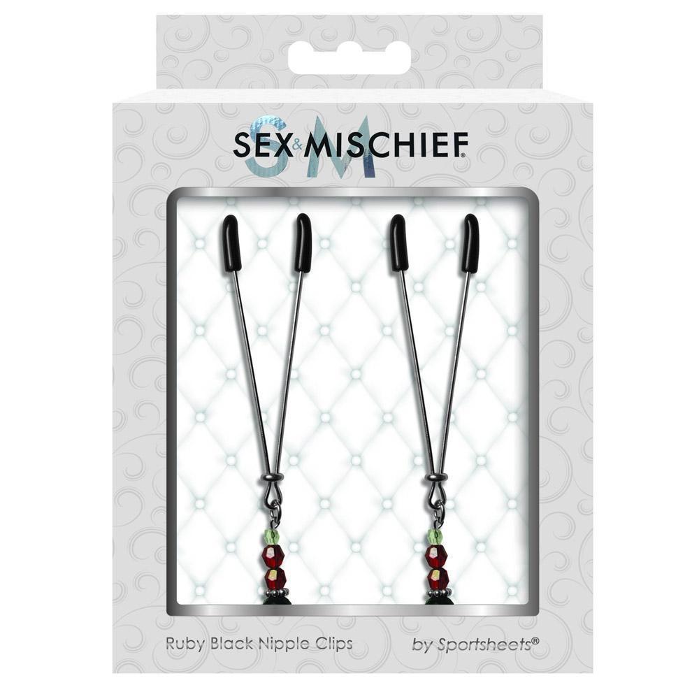 Sex & Mischief Nipple Clips Ruby Black Intimates Adult Boutique