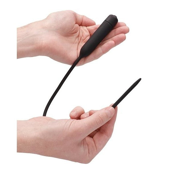 Silicone Vibrating Bullet Plug Extra Long Urethral Sounding Black Intimates Adult Boutique