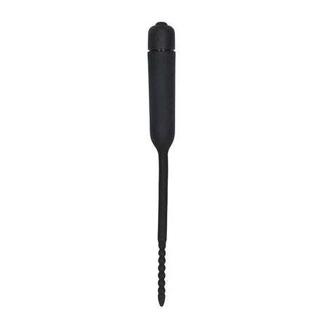 Silicone Vibrating Bullet Plug W- Beaded Tip Urethral Sounding Black Intimates Adult Boutique
