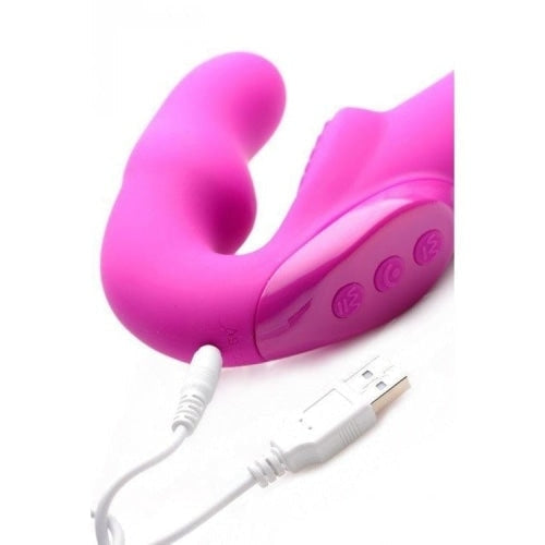 Strap U Evoke Super Charged Pink Vibrating Strapless Silicone Dildo Intimates Adult Boutique