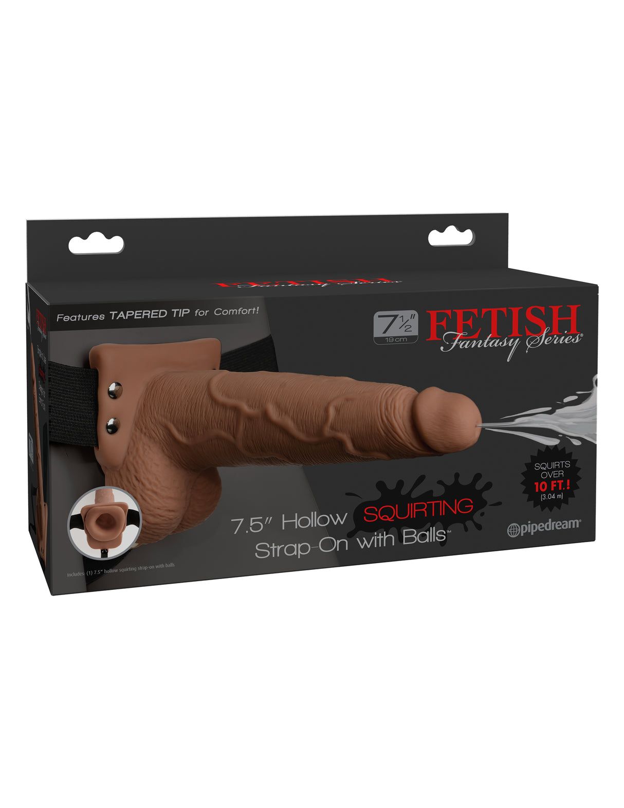 7.5" Hollow Squirting Strap On with Balls - Tan | Sextoys for Men Intimates Adult Boutique