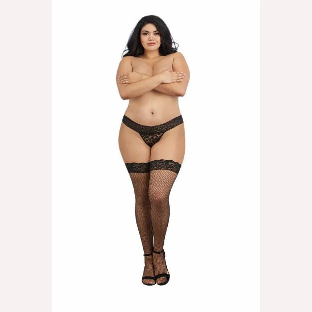Thigh Highs Fishnet Black Q/s Intimates Adult Boutique