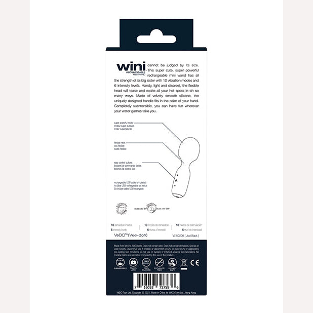 Vedo Wini Rechargeable Mini Wand Just Black