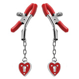 Heart Padlock Nipple Clamps - Red Intimates Adult Boutique