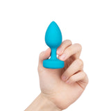 B-Vibe Vibrating Jewel Plug Small-Medium - Aqua Intimates Adult Boutique
