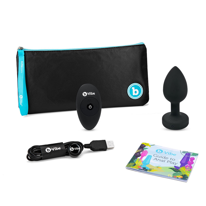 B-Vibe Vibrating Jewel Plug Medium-Large - Black