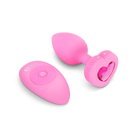 B-Vibe Vibrating Heart Plug Small/Medium - Pink Topaz Intimates Adult Boutique
