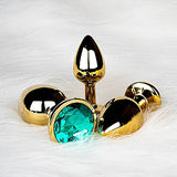 Shots Ouch! Round Gem Butt Plug Large - Gold/Emerald Green Intimates Adult Boutique