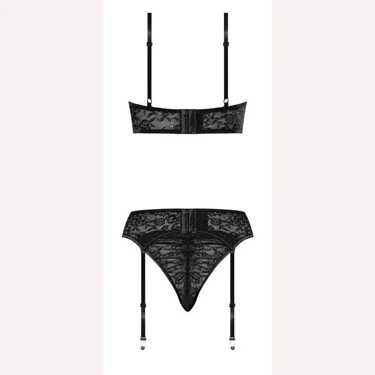 Ooh La Lace Demi Bra Garter & Tanga Black 2xl Intimates Adult Boutique