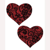 Pastease Red Glitter Heart W/ Black Lace Overlay Intimates Adult Boutique