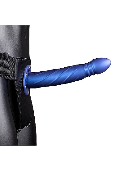 8 inch Metallic Blue Hollow Strap On for Men Intimates Adult Boutique