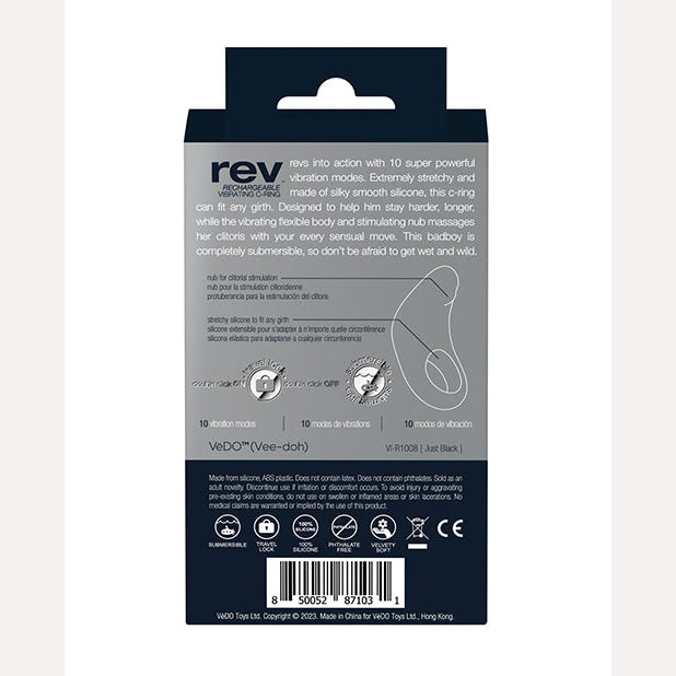 Vedo Rev Rechargeable C-ring Vibrating Black