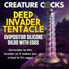 Creature Cocks Deep Invader Tentacle Ovipositor Silicone Dildo W/ Eggs