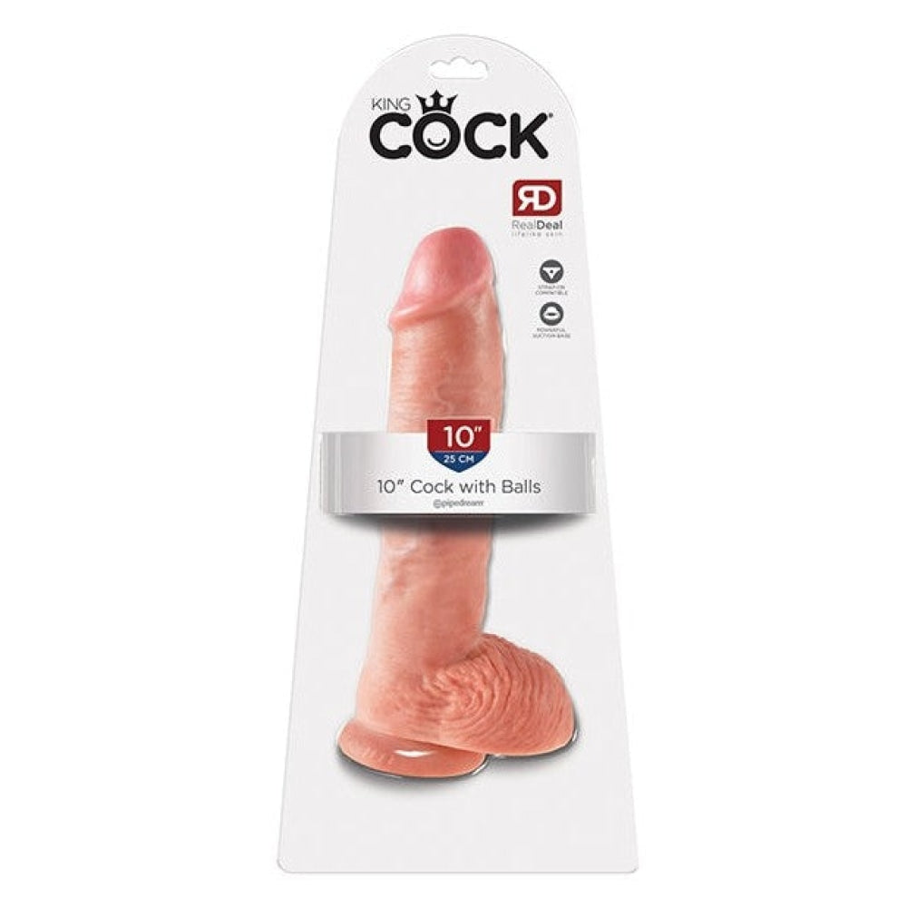 King Cock 10 In Cock W-balls Flesh Intimates Adult Boutique