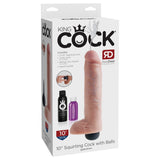 King Cock 10 In Squirting Cock W- Balls Light Intimates Adult Boutique