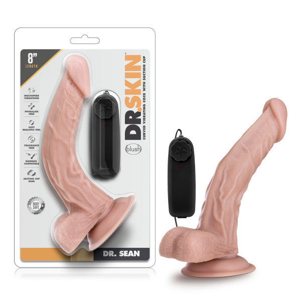 Dr Skin Dr Sean 8in Vibrating Cock W- Suction Cup Vanilla Intimates Adult Boutique