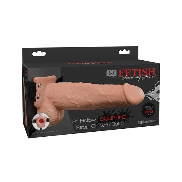 Fetish Fantasy 9 In Hollow Squirting Strap-on W- Balls Flesh Intimates Adult Boutique
