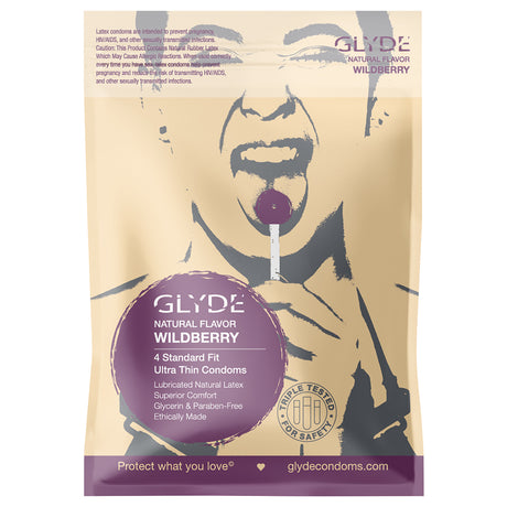 Glyde Organic Wildberry Condoms 4pk Intimates Adult Boutique