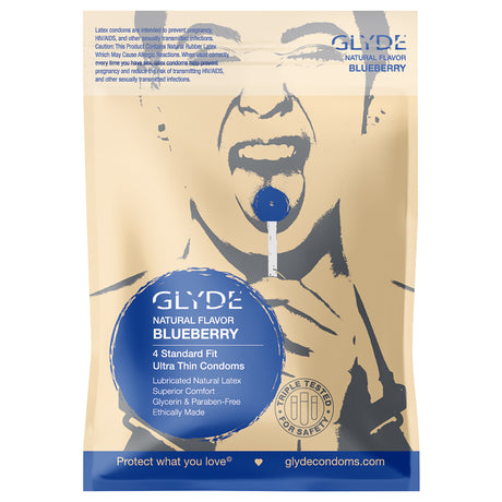 Glyde Organic Blueberry Condoms 4pk Intimates Adult Boutique