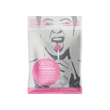 Glyde Slimfit Organic Strawberry Condoms 4pk Intimates Adult Boutique