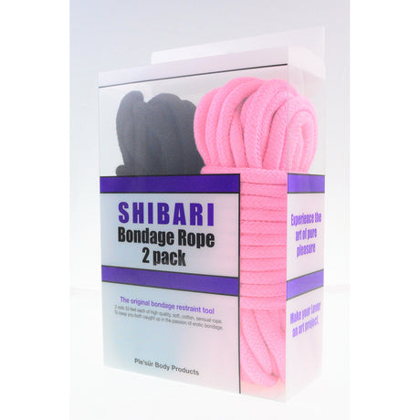 Shibari Soft Bondage Rope 2pk - Black & Pink Intimates Adult Boutique