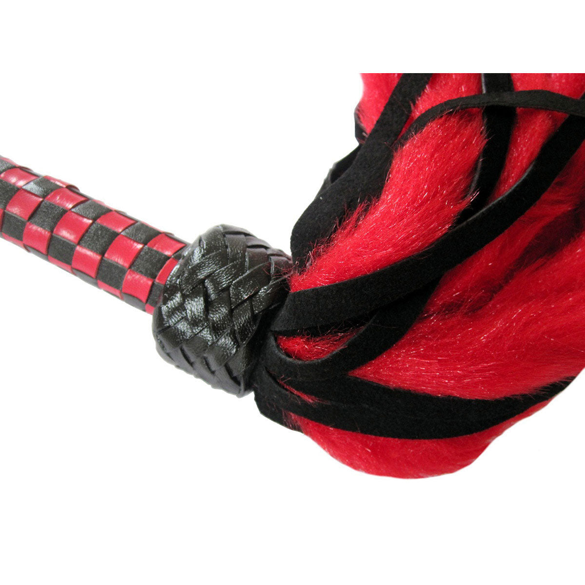 Suede and Fluff MINI Flogger - 18" - Red-Black Intimates Adult Boutique