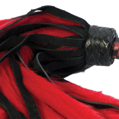 Suede and Fluff MINI Flogger - 18" - Red-Black Intimates Adult Boutique