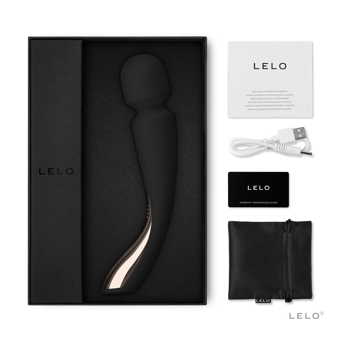 LELO Smart Wand 2 Medium - Black Intimates Adult Boutique