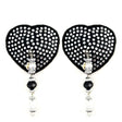 Bijoux de Nip Heart Black Crystal Pasties w- Beads Intimates Adult Boutique