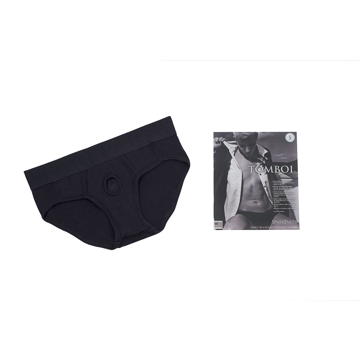 SpareParts Tomboi Harness Black-Black Rayon - Medium Intimates Adult Boutique