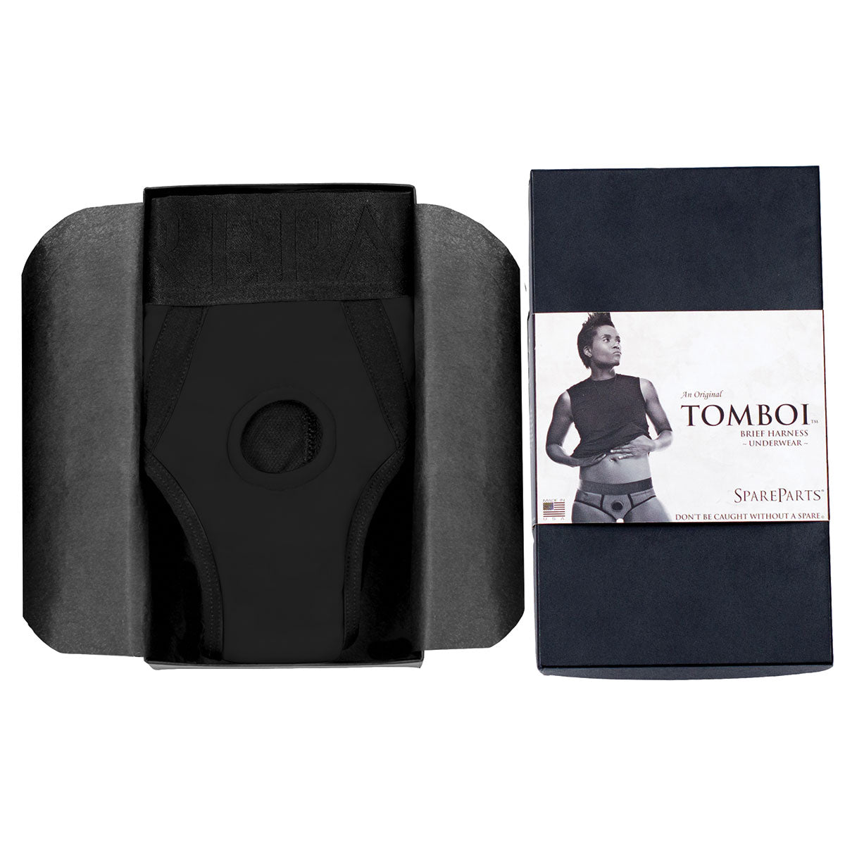 SpareParts Tomboi Harness Black-Black Nylon - XXS Intimates Adult Boutique