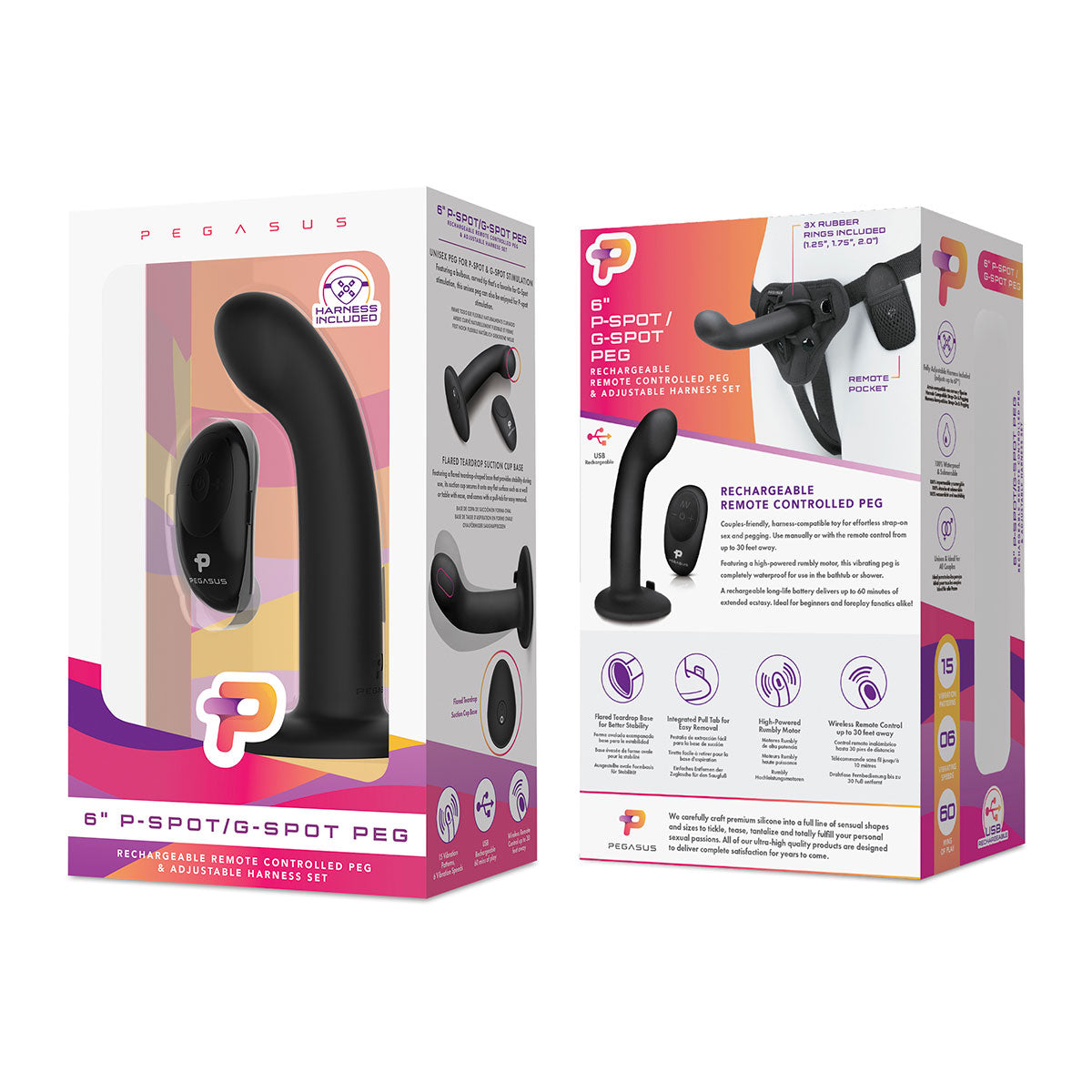 Pegasus 6" P-Spot - G-Spot Peg & Harness Set Intimates Adult Boutique