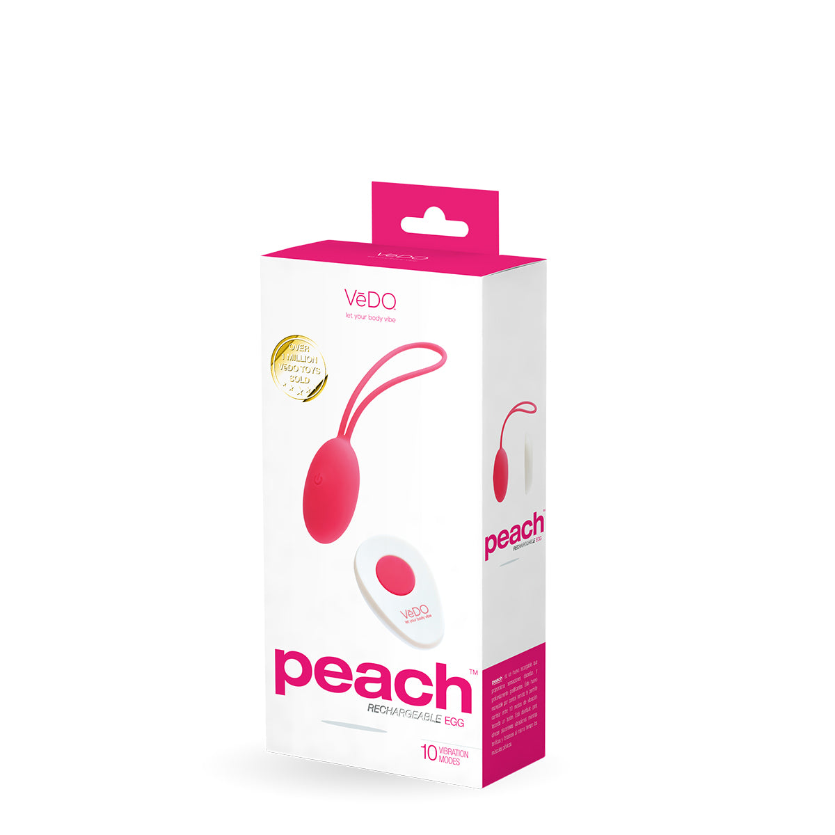 VeDO Peach Rechargeable Egg  - Pink Intimates Adult Boutique