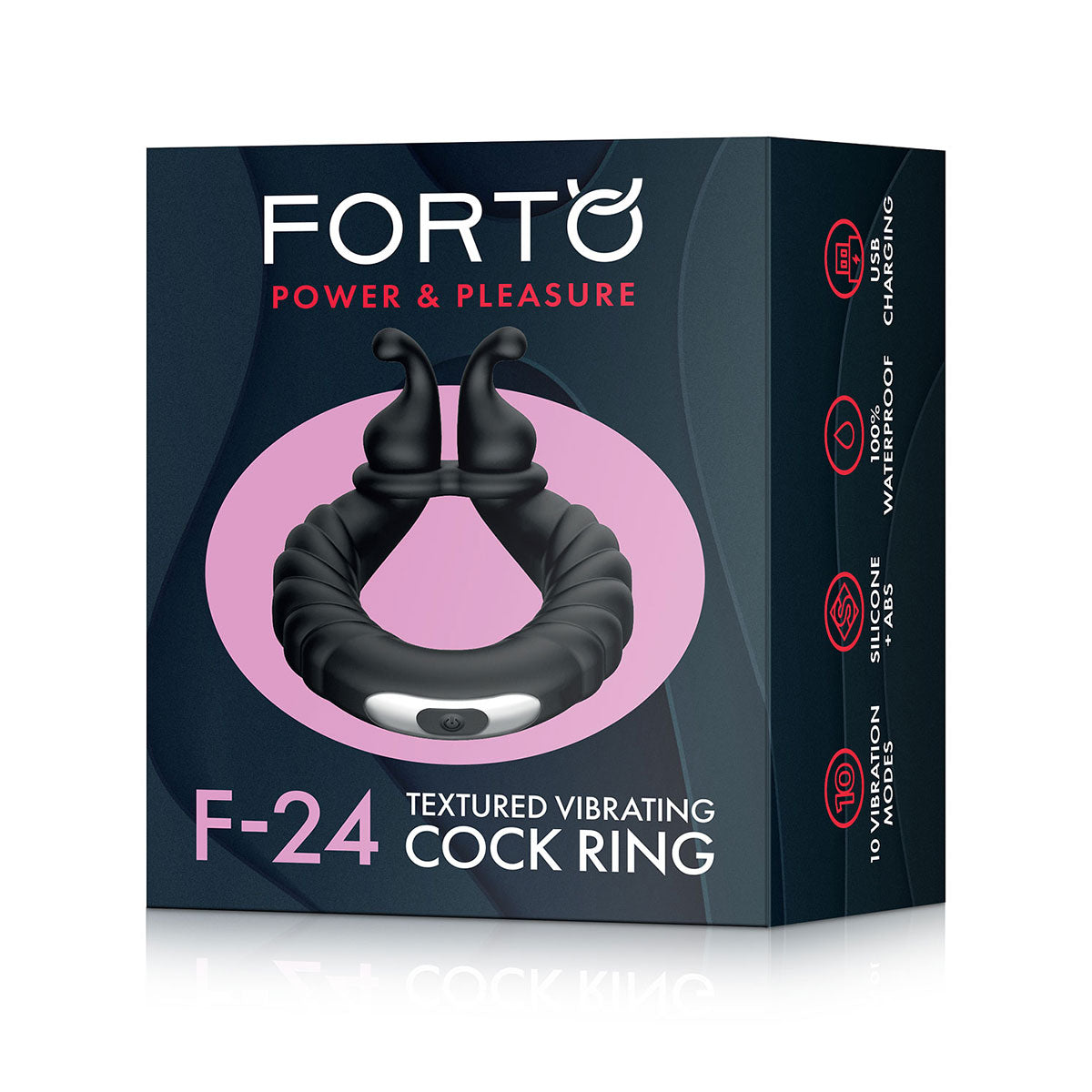 FORTO F-24 Textured Vibrating C-Ring - Black Intimates Adult Boutique