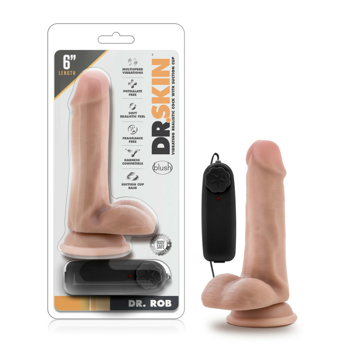 Dr Skin Dr. Rob 6in Cock Vanilla Vibrating Intimates Adult Boutique