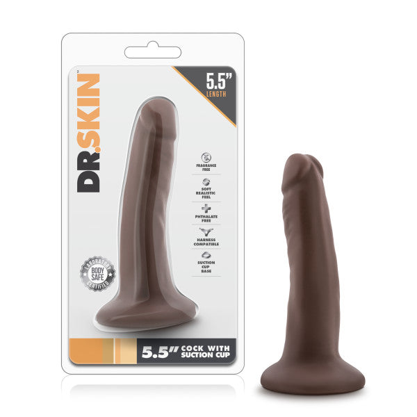 Dr Skin 5.5 Cock W- Suction Cup Chocolate Intimates Adult Boutique