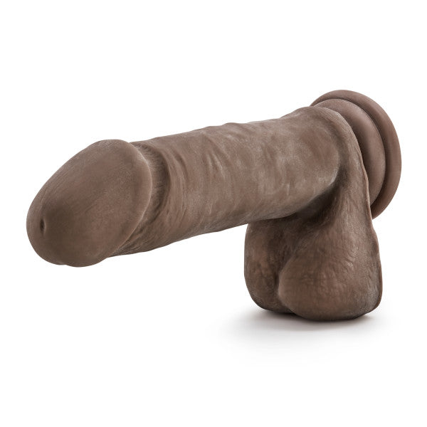 Dr Skin Plus 9in Thick Posable Dildo W- Balls Chocolate Intimates Adult Boutique