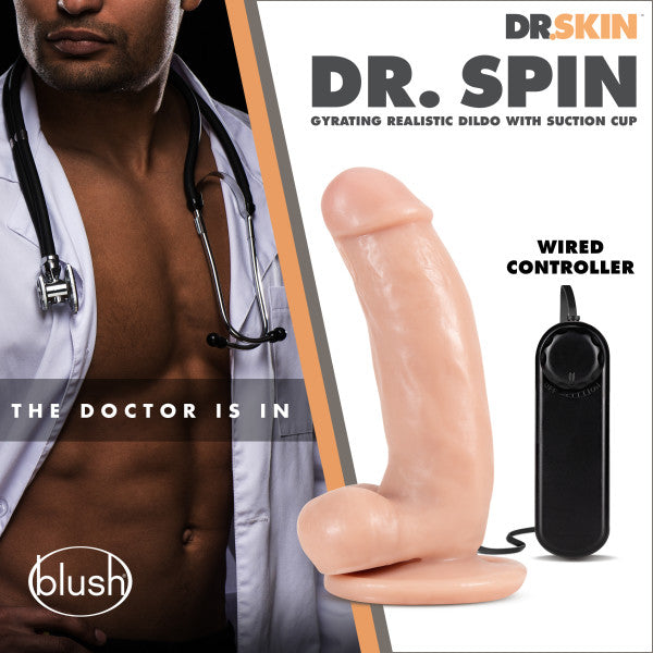 Dr Skin Dr Spin 7in Gyrating Realistic Dildo Vanilla Intimates Adult Boutique