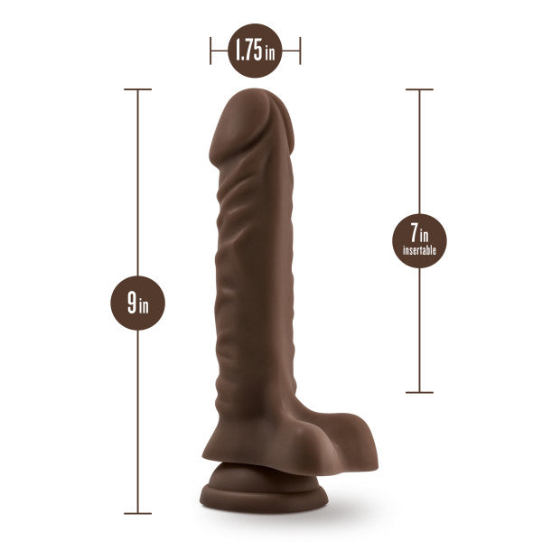 Dr Skin Plus 9in Posable Dildo W- Balls Chocolate Intimates Adult Boutique