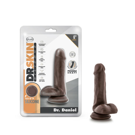 Dr Skin Silicone Dr Daniel 6in Dildo Chocolate Intimates Adult Boutique