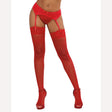 Thigh High Fishnet W/ Lace Top Red O/s Intimates Adult Boutique