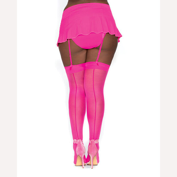 Sheer Thigh High W/ Back Seam Hot Pink Q/s Intimates Adult Boutique