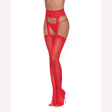 Pantyhose W/ Garters Red O/s Intimates Adult Boutique