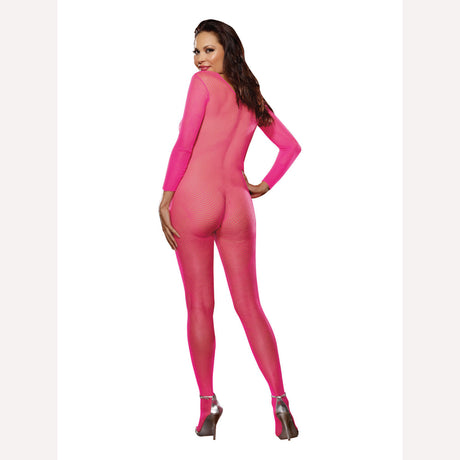 Body Stocking Neon Pink Open Crotch Q/s Intimates Adult Boutique
