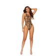 Sheer Leopard Teddy W- Strappy Detail Intimates Adult Boutique