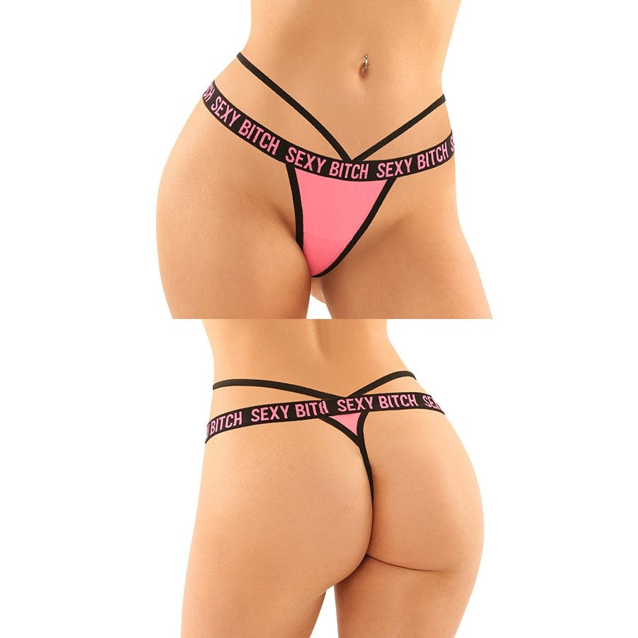 Vibes Sexy Bitch Panty & Thong 2pk L-xl Intimates Adult Boutique