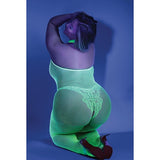 Glow Moonbeam Crotchless Bodystocking Neon Green Q-s Intimates Adult Boutique