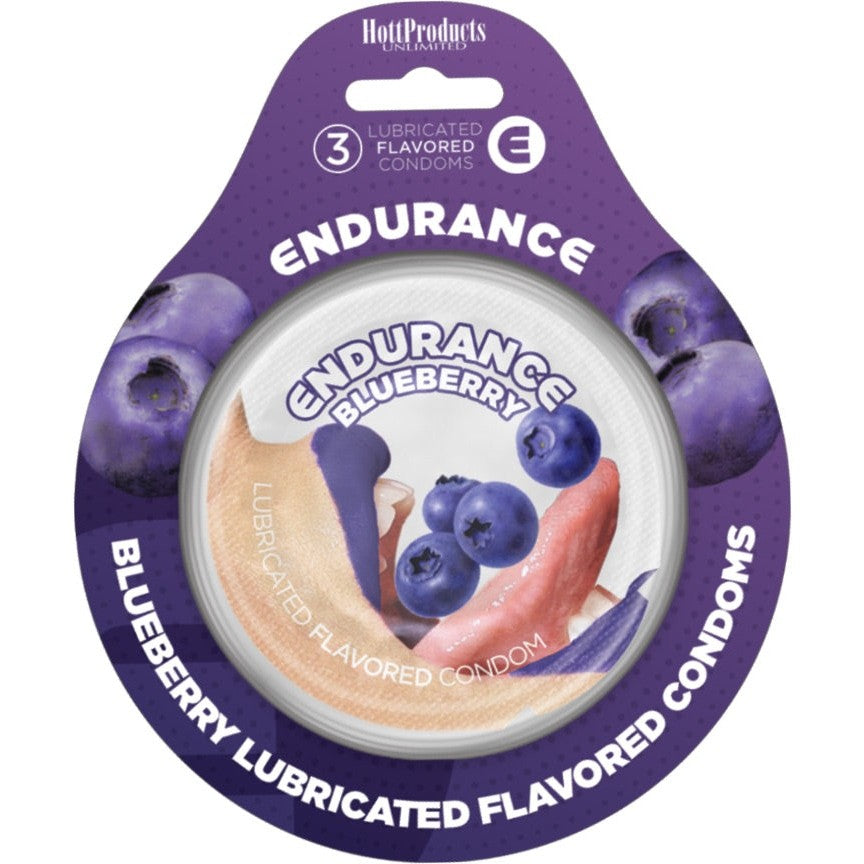 Endurance Flavored Condoms 3pk-blueberry Intimates Adult Boutique