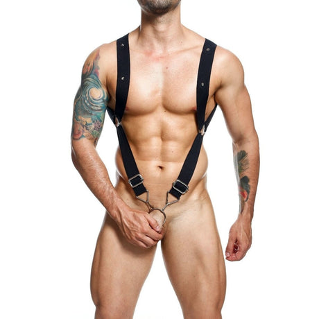 Male Basics Dngeon Straight Back Harness Black O-S Intimates Adult Boutique